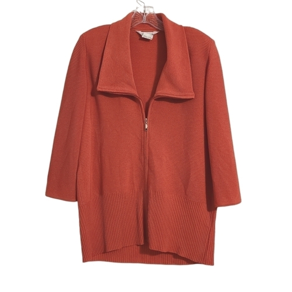 Exclusively Misook | Pink Ribbed Full Zipper Cardigan Sweater (Size Small) - Picture 1 of 14